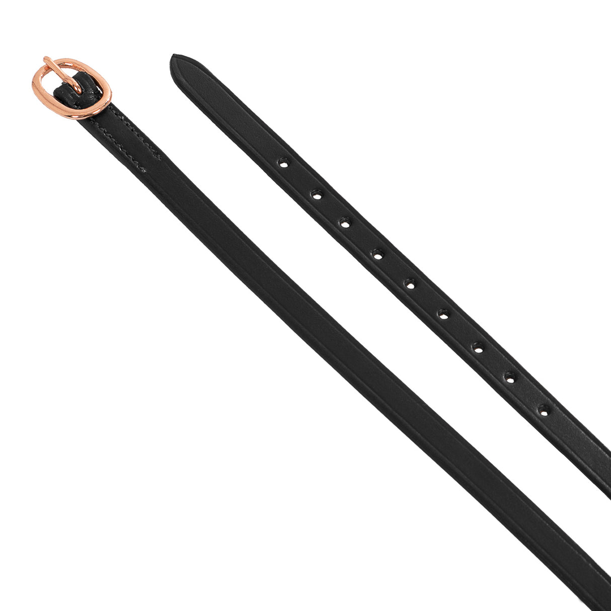 Equestro Spur Straps In Leather And Rose Gold Buckle #colour_black