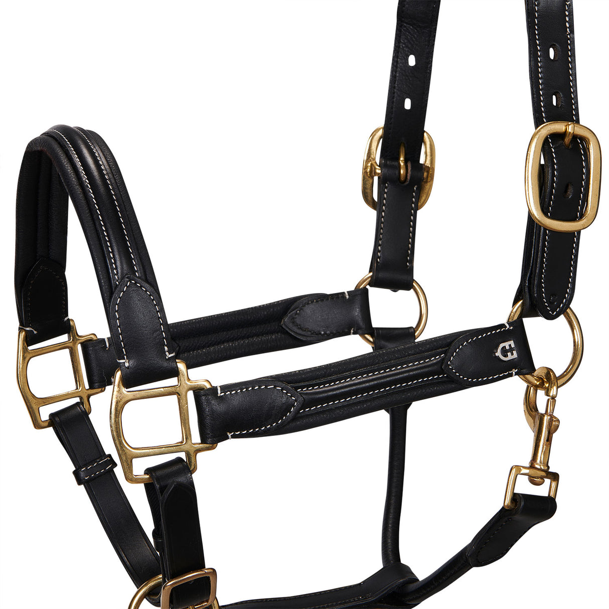 Equestro Soft Leather Halter With Durable Buckles #colour_black