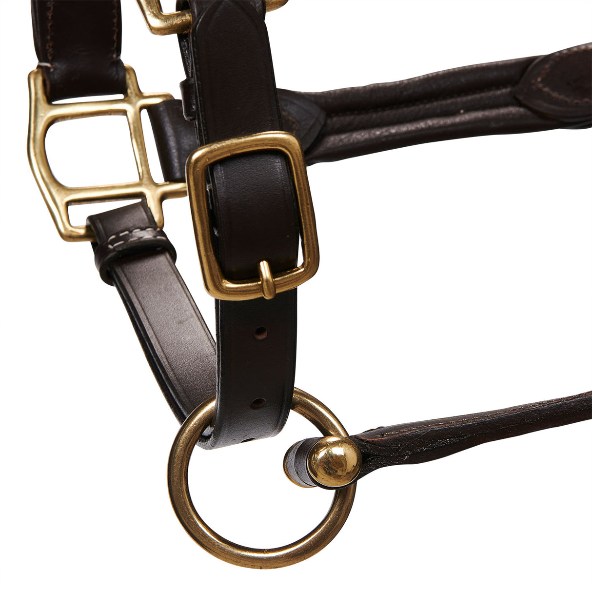 Equestro Soft Leather Halter With Durable Buckles #colour_brown