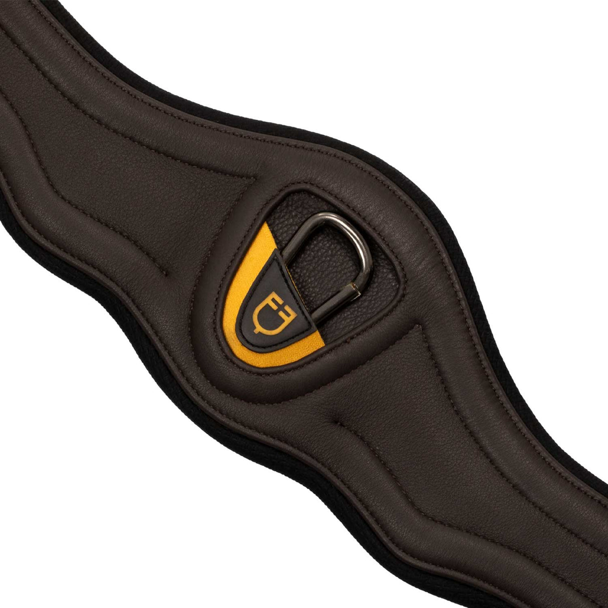 Equestro Jumping Girth Contoured Leather #colour_brown