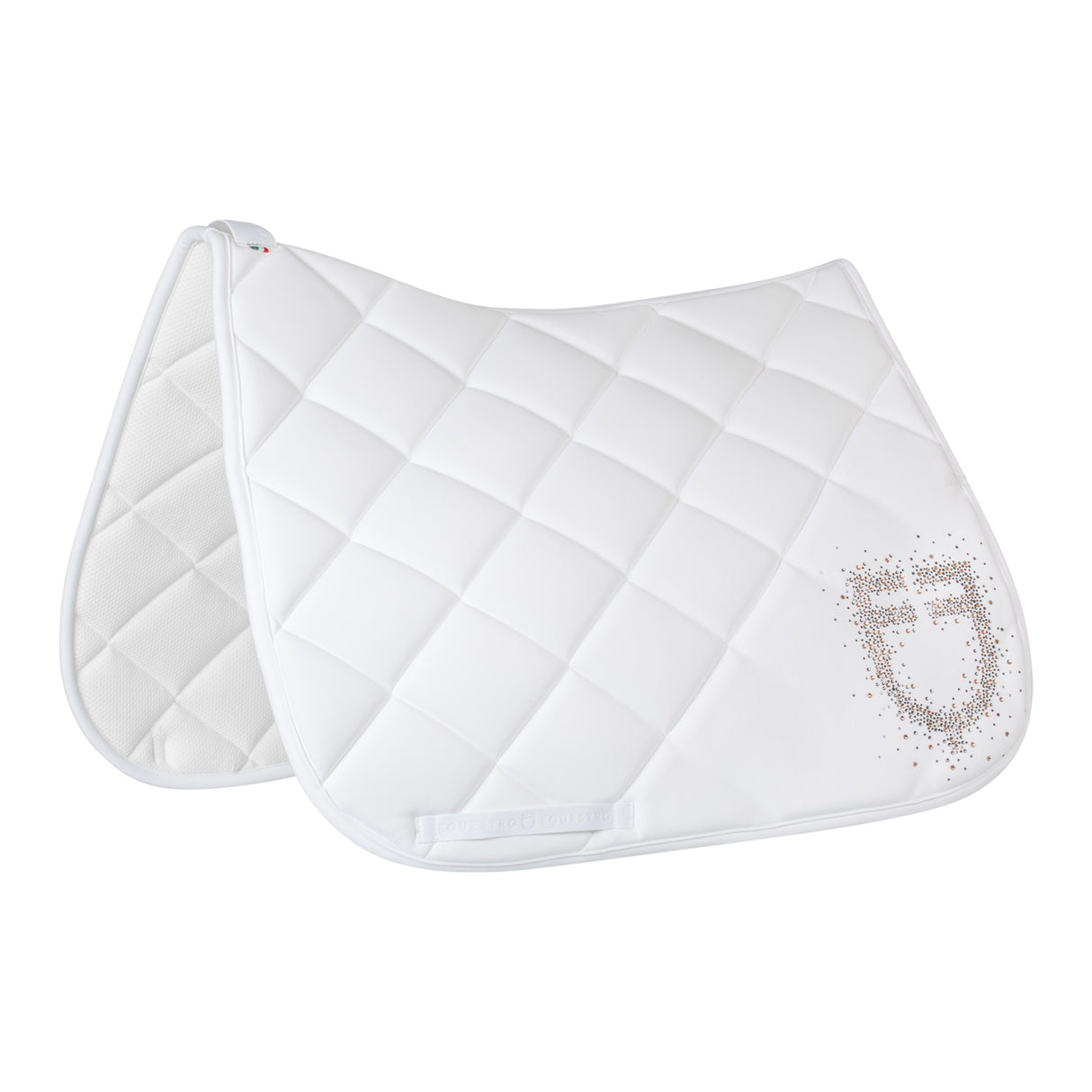Equestro Dressage Saddle Pad Rhinestone Logo #colour_white