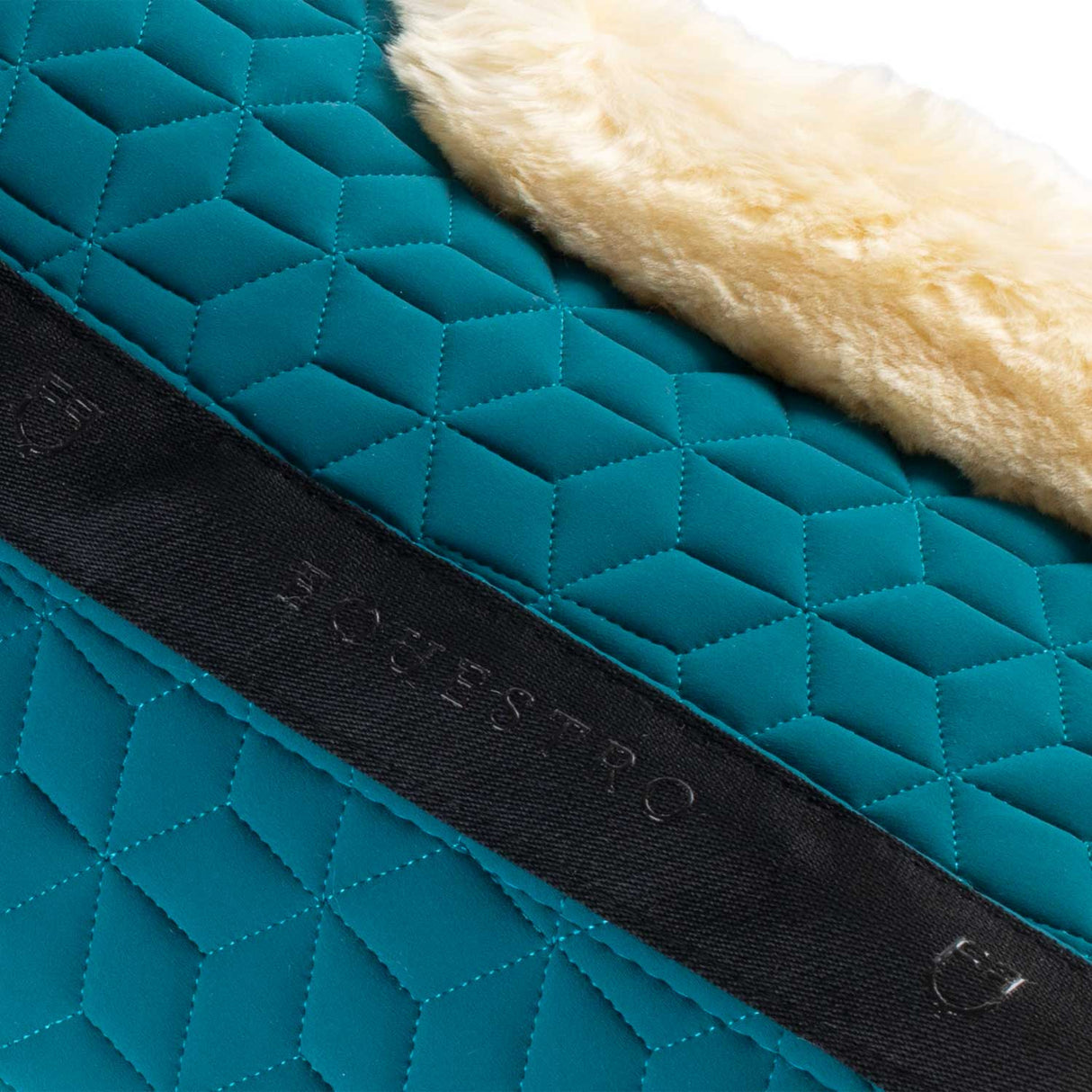 Equestro Technical Fabric Pad With Sheepskin #colour_blue-white