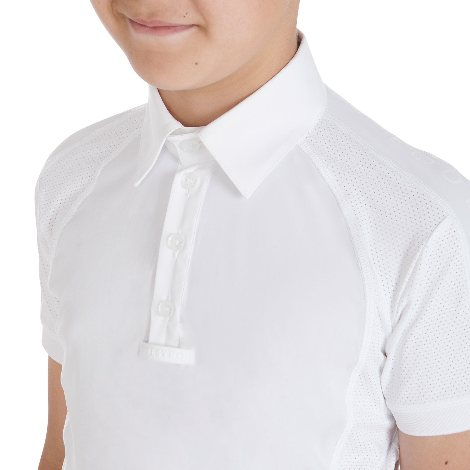Equestro Boys' Slim Fit Competition Polo Shirt Four-Buttons #colour_white