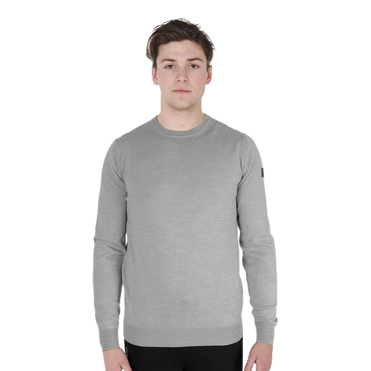 Equestro Men's Crewneck Sweater In Merino Wool #colour_grey
