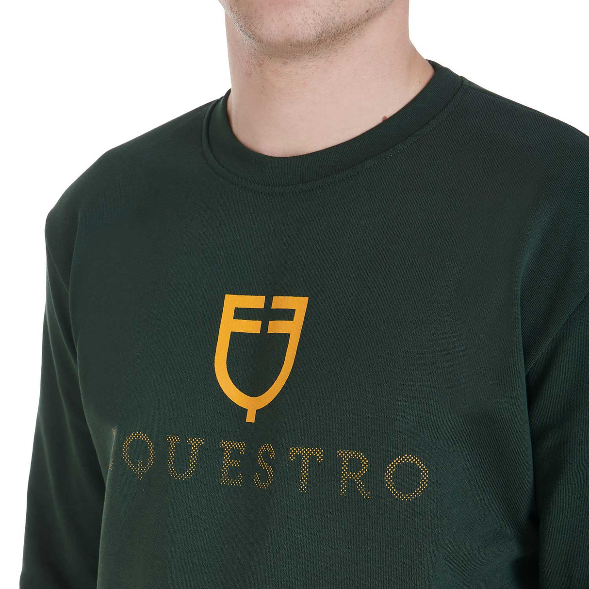 Equestro Men's Cotton Crewneck Sweatshirt With Logo On The Chest #colour_green