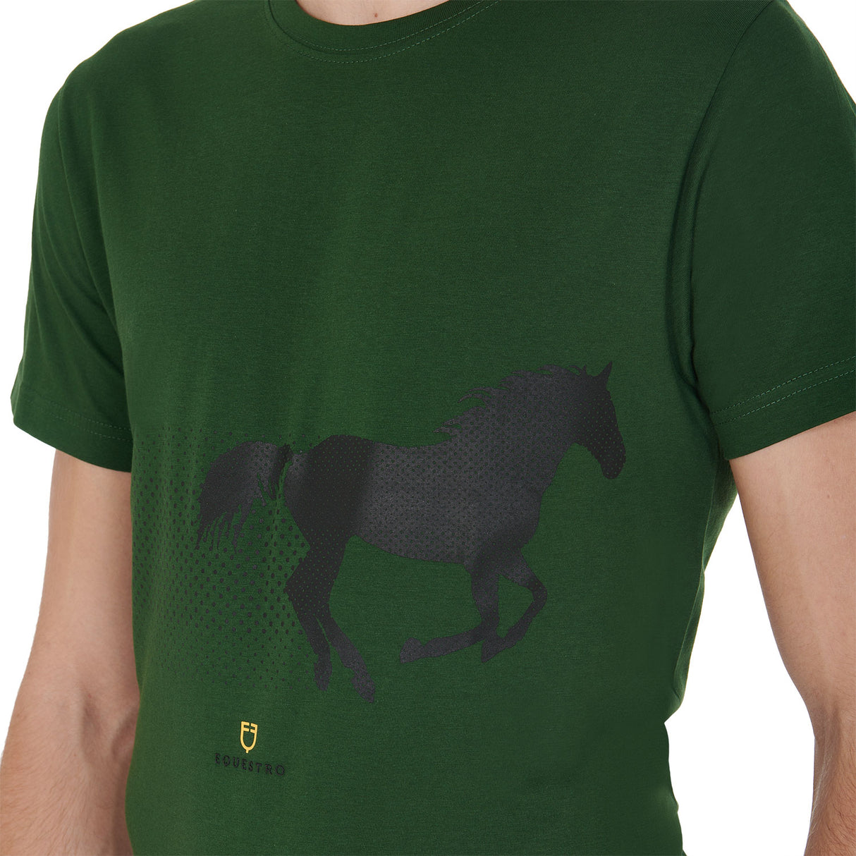 Equestro Men's Slim Fit T-Shirt With Race Horse #colour_green
