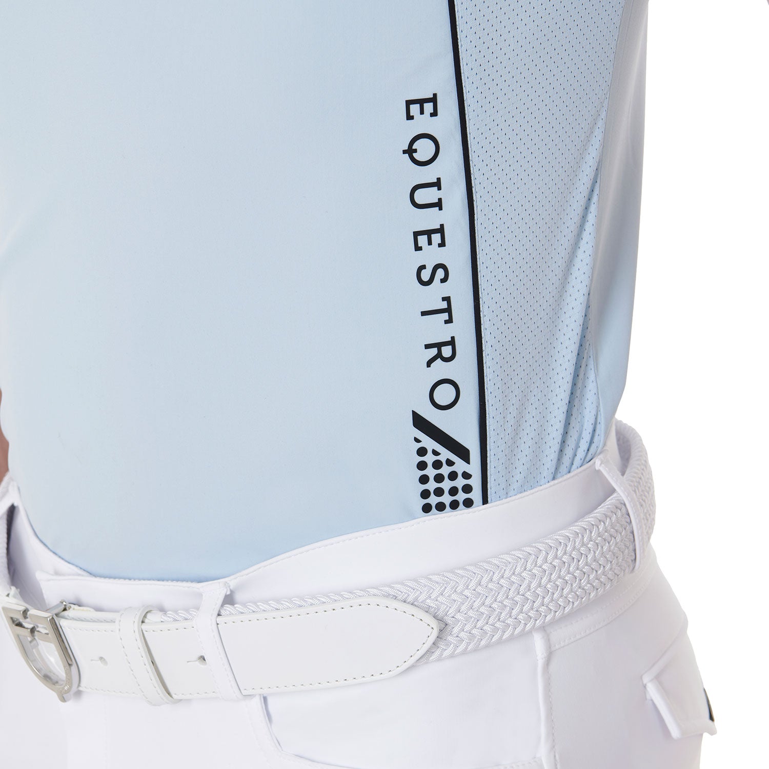 Equestro Men's Slim Fit Polo Shirt In Technical Fabric With Piping #colour_blue-black
