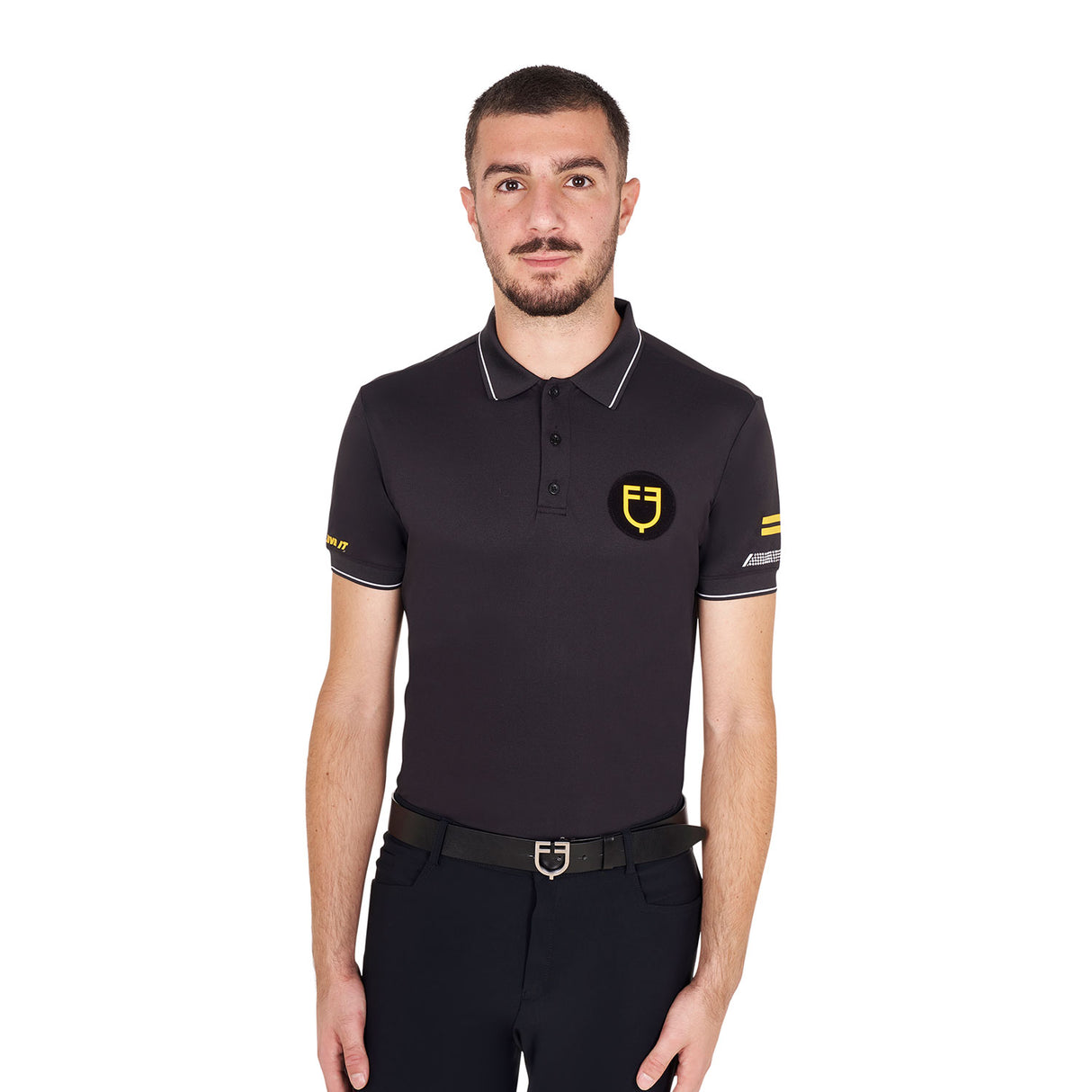 Equestro Man's Scuderia Equestro Collection Polo #colour_black