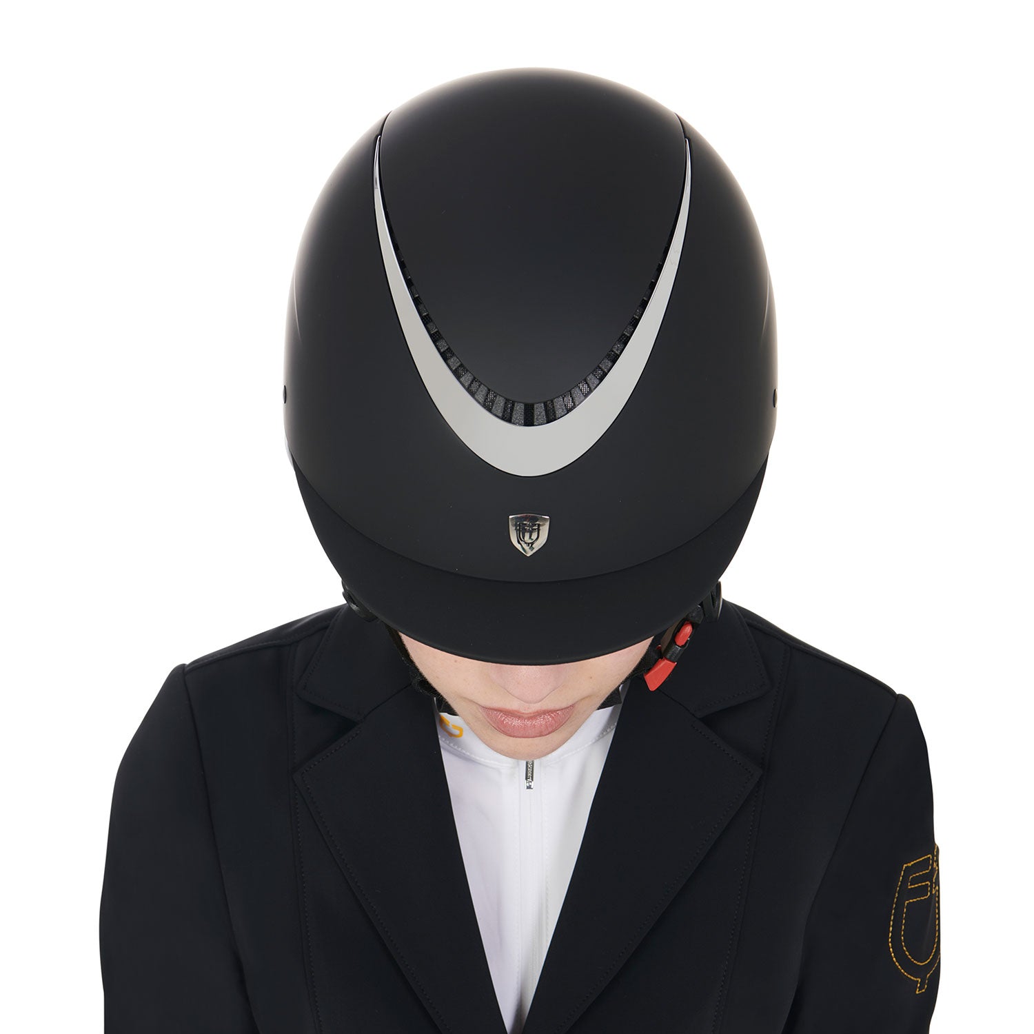 Equestro Unisex Helmet With Shiny Frame #colour_black-silver