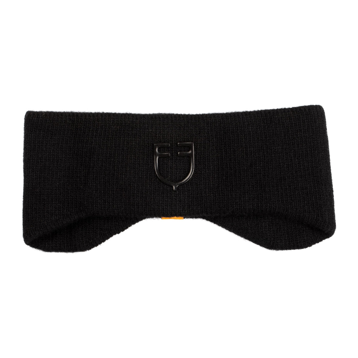Equestro Unisex Ribbed Wool Earmuff Headband With Logo #colour_black