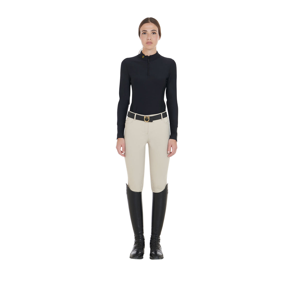 Equestro Women's Long-Sleeved Training Technical Polo Shirt