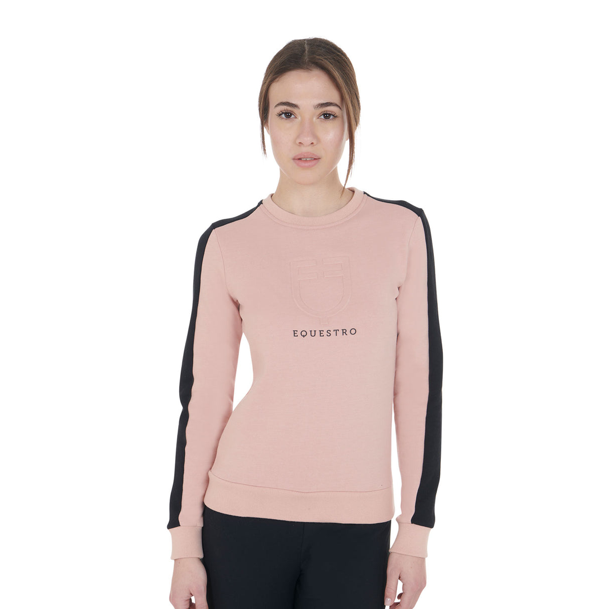 Equestro Women's Crewneck Sweatshirt With Printed Logo #colour_pink