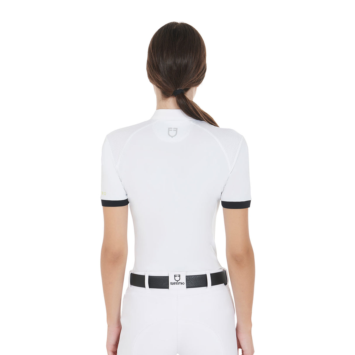 Equestro Women's Slim Fit Polo Shirt With Contrasting Shoulder Inserts