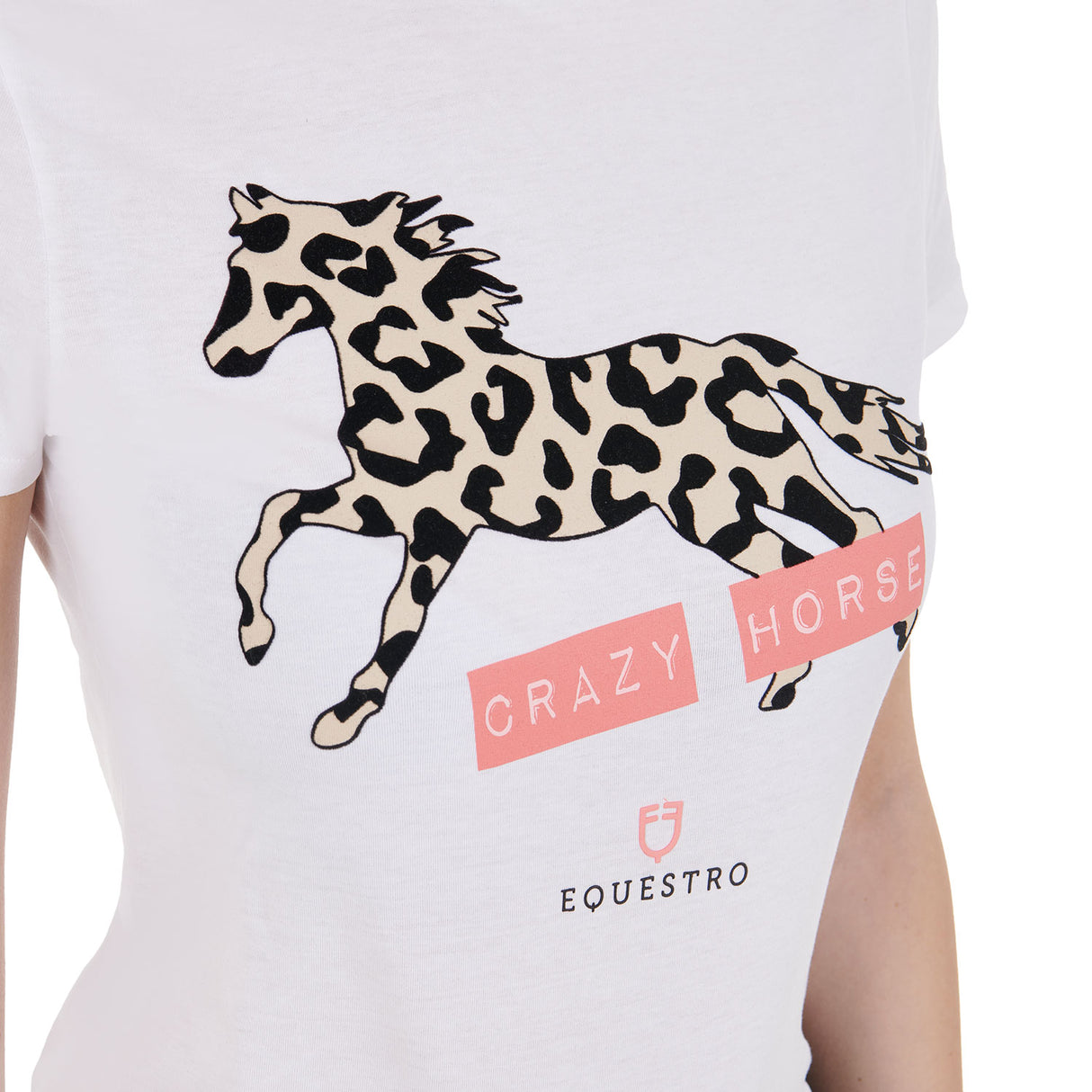 Equestro Women's Crazy Horse Cotton T-Shirt #colour_white