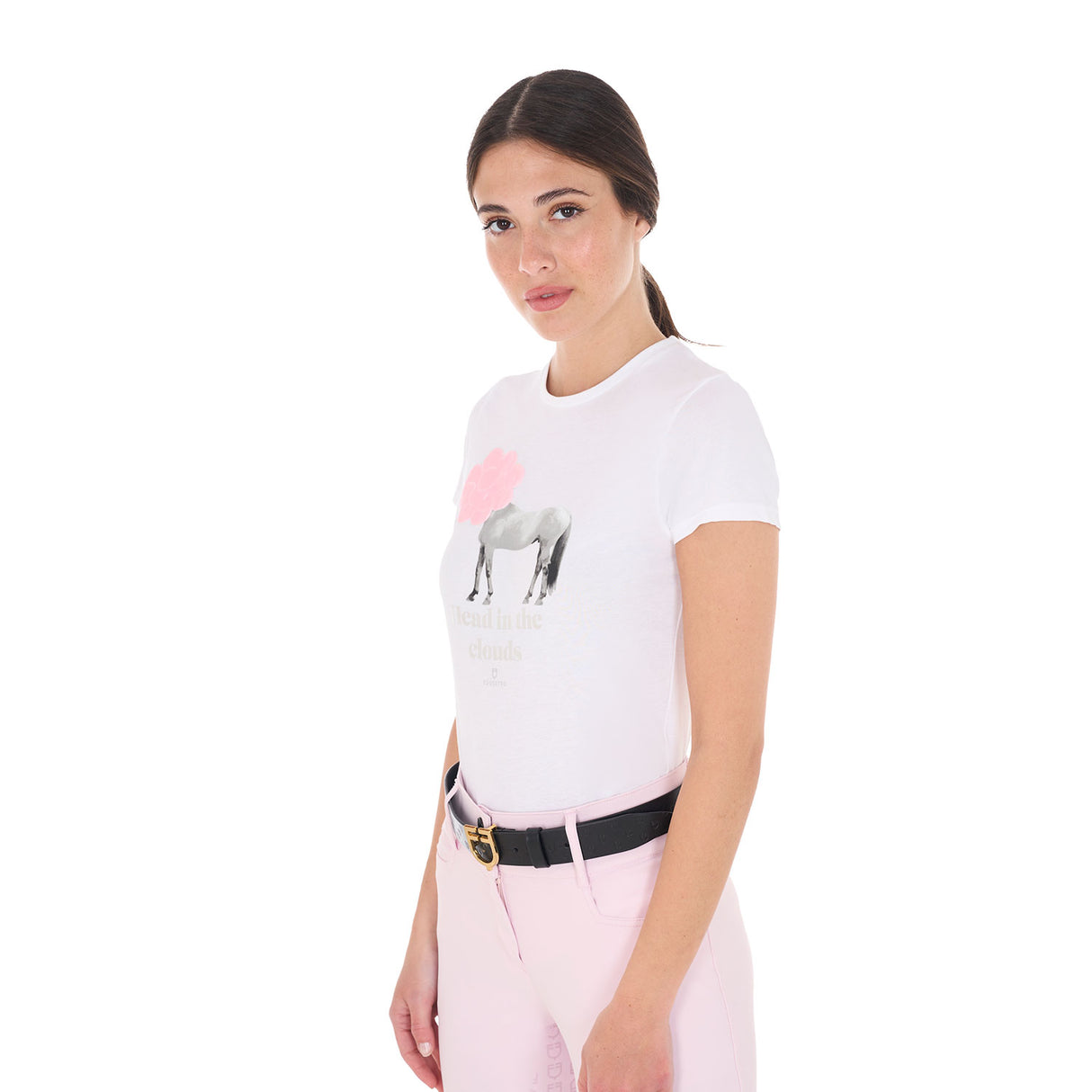 Equestro Women's Head In The Clouds Cotton T-Shirt #colour_white