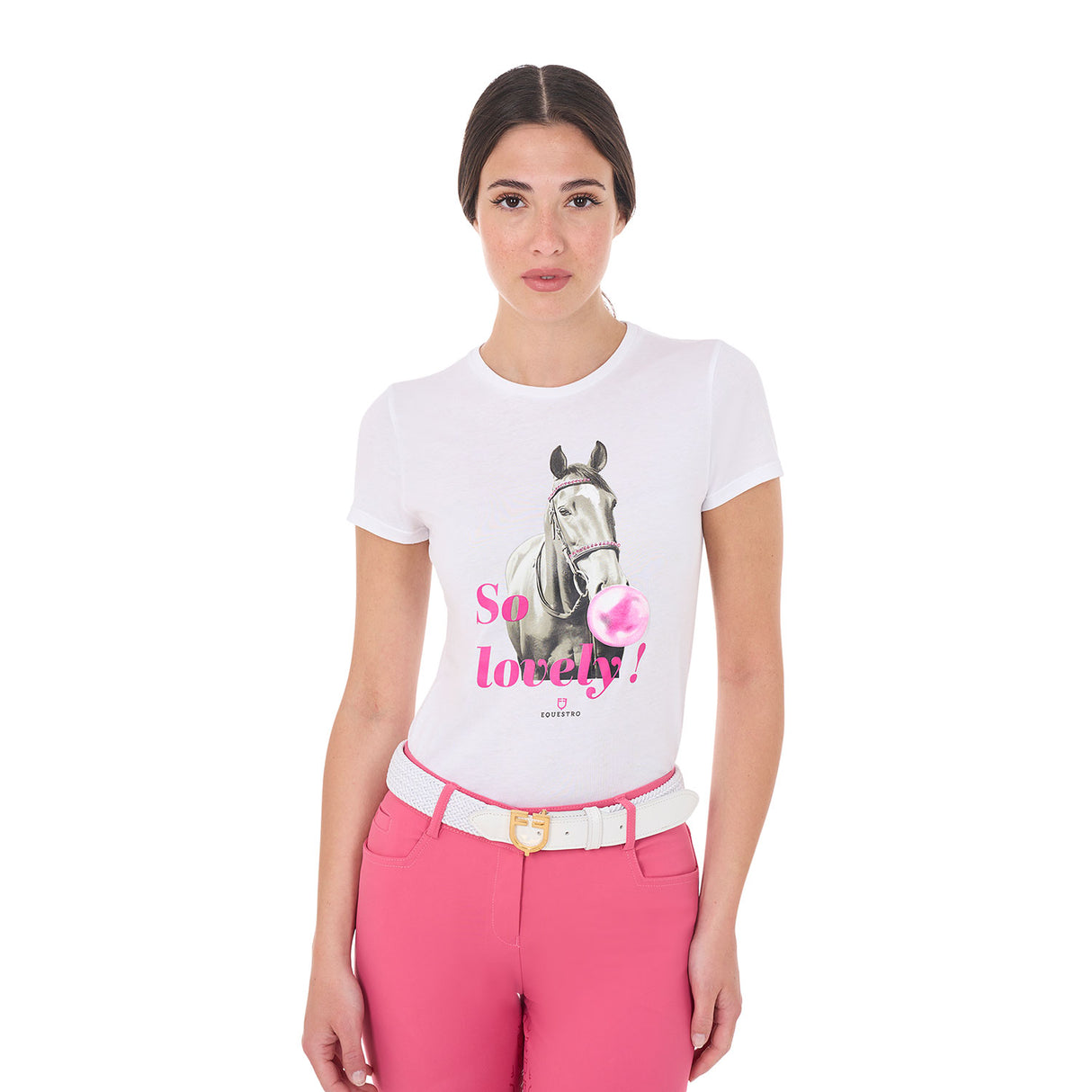 Equestro Women's T-Shirt with So Lovely Print #colour_white