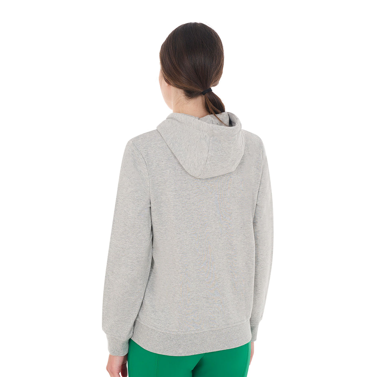 Equestro Women's Hoodie With Zip And Sponge Logo #colour_grey-green