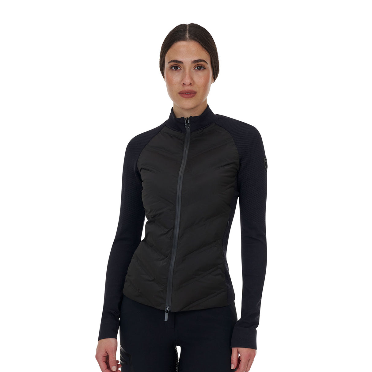 WOMEN'S RIDERTECHNOLOGY FULL ZIP HIBRYD NYLON+KNIT QUILTED JACKET
