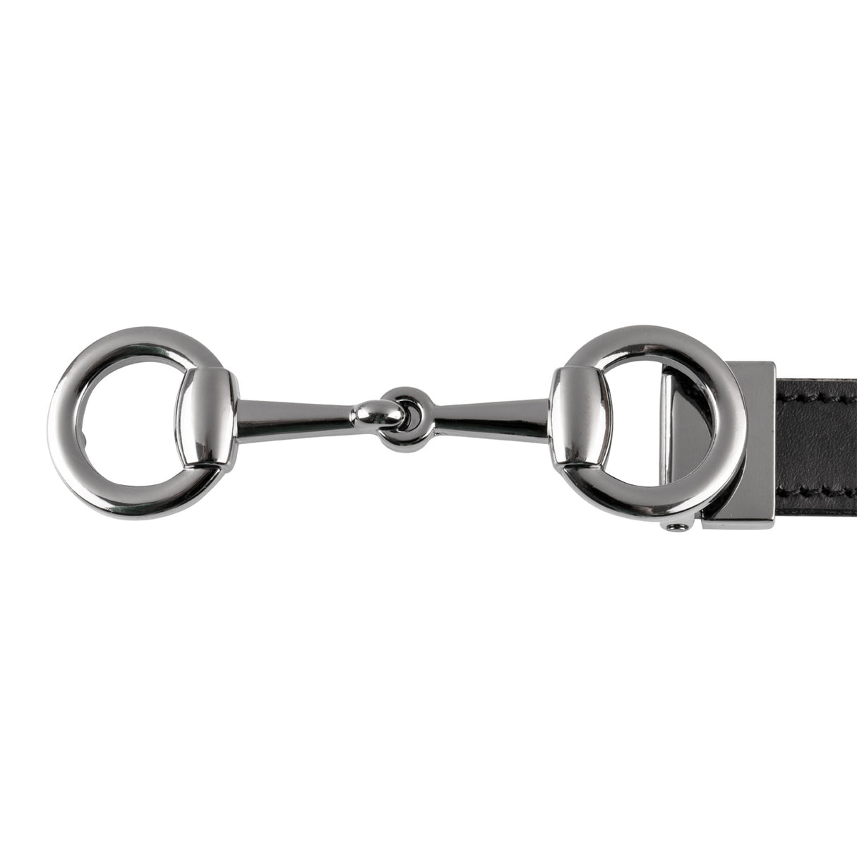 Equestro Women's Clincher Belt Snaffle Bit Buckle #colour_black-silver
