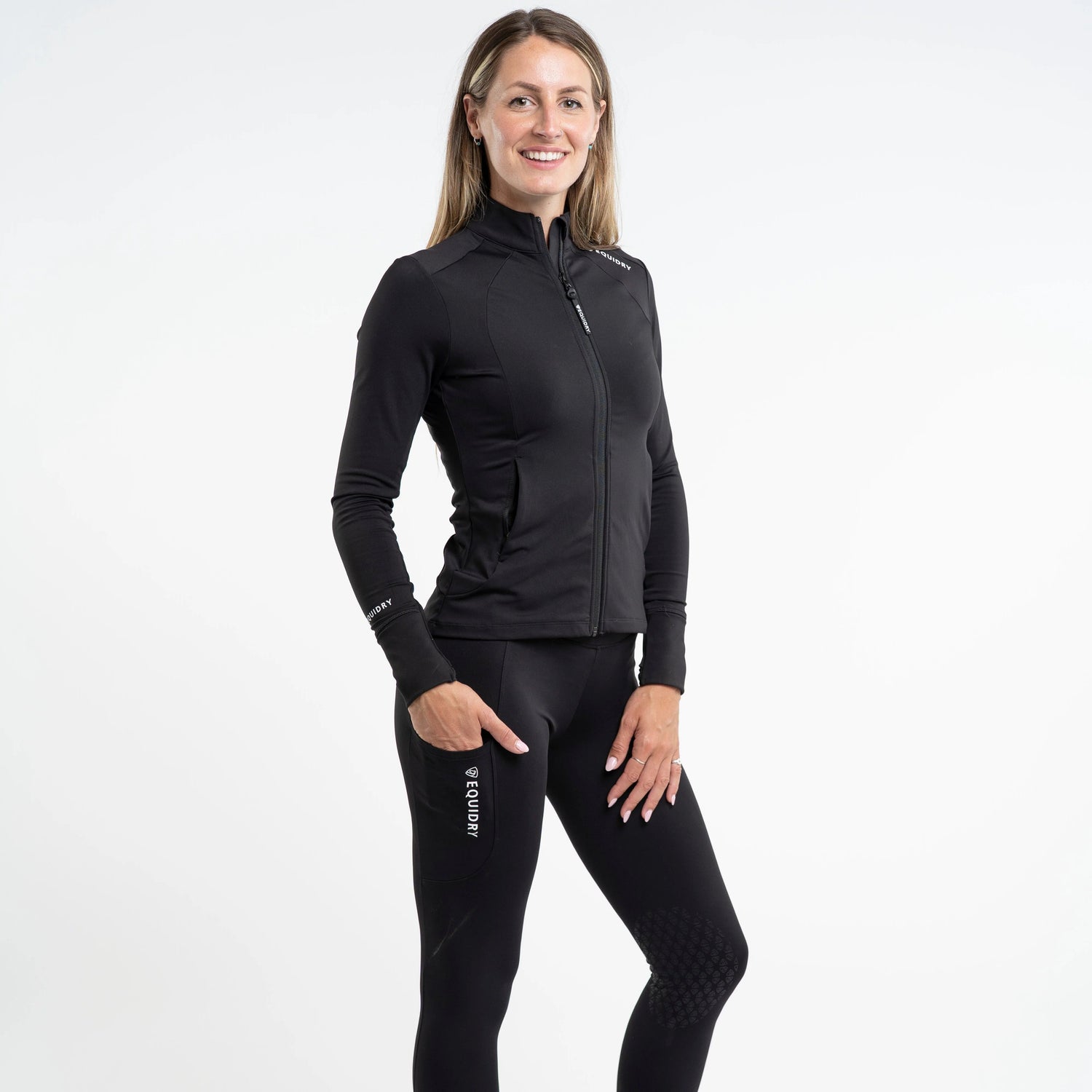EQUIDRY Women's Water Repellent Leggings #colour_black-white