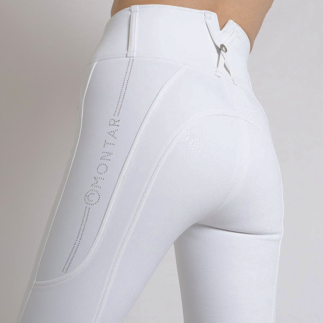 Montar MoAviana Crystal Logo Extra High Waisted Full Grip Breeches #colour_white