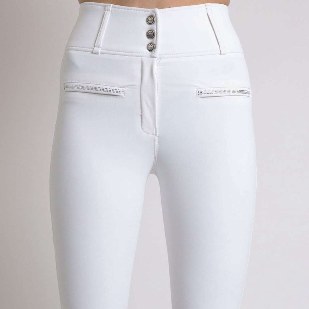 Montar MoAviana Crystal Logo Extra High Waisted Full Grip Breeches #colour_white
