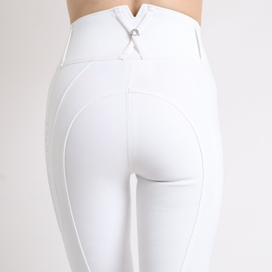 Montar MoAviana Crystal Logo Extra High Waisted Full Grip Breeches #colour_white