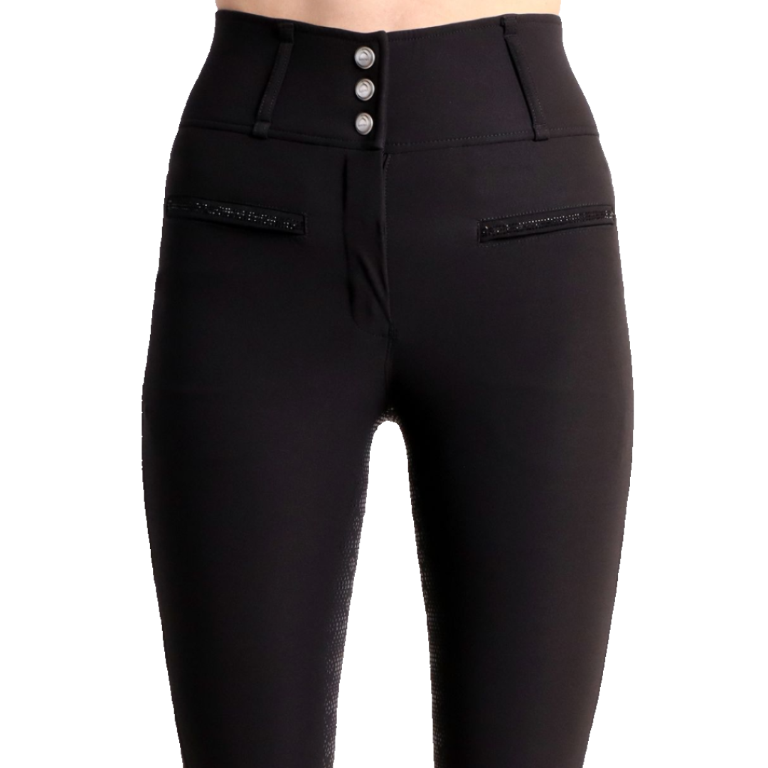 Montar MoAviana Crystal Logo Extra High Waisted Full Grip Breeches #colour_black