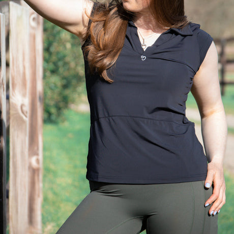 Mochara V Neck Sleeveless Shirt #colour_black