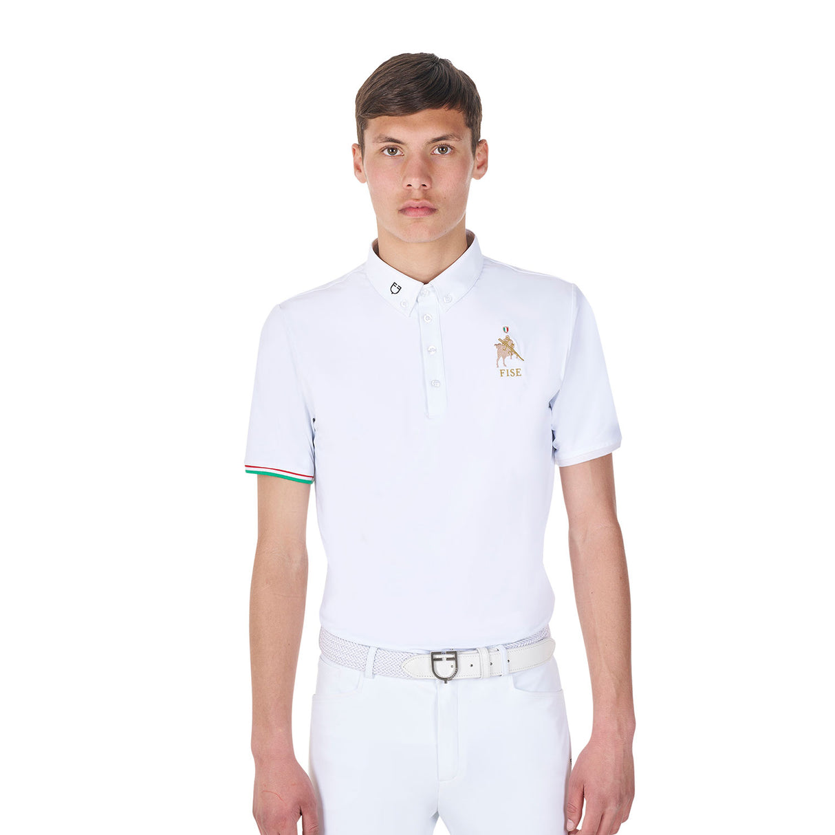 Equestro Men's Competition Polo Shirt Equestro X Fise #colour_white