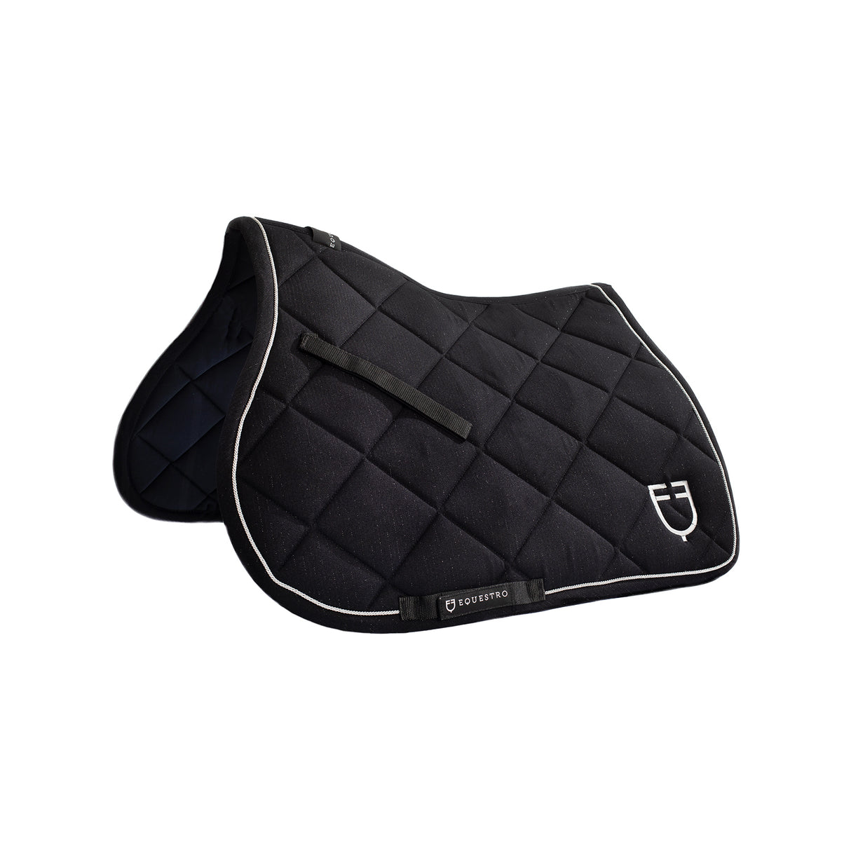 Equestro Jumping Saddle Pad In Cotton With Trimmings With Logo #colour_black