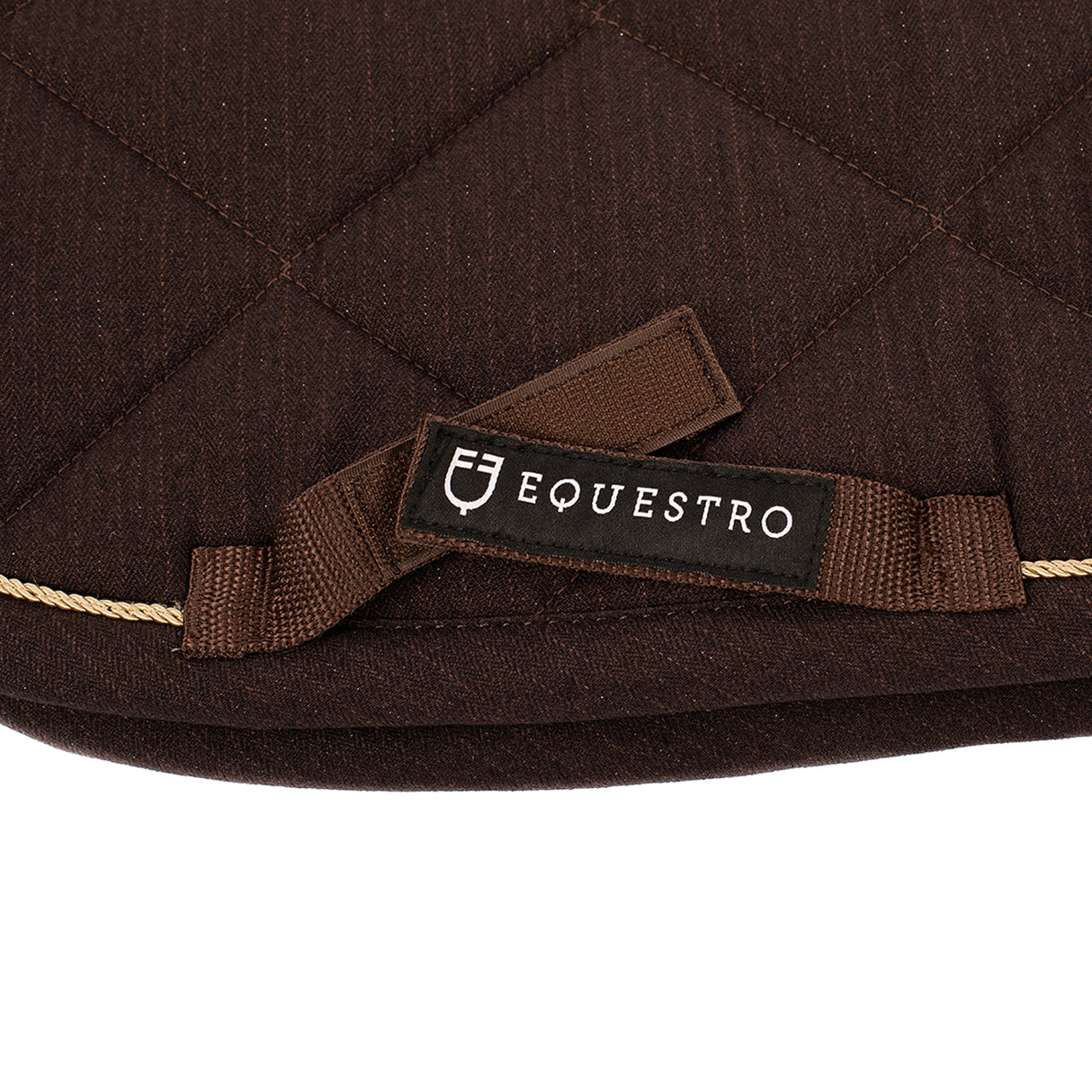 Equestro Jumping Saddle Pad In Cotton With Trimmings With Logo #colour_brown