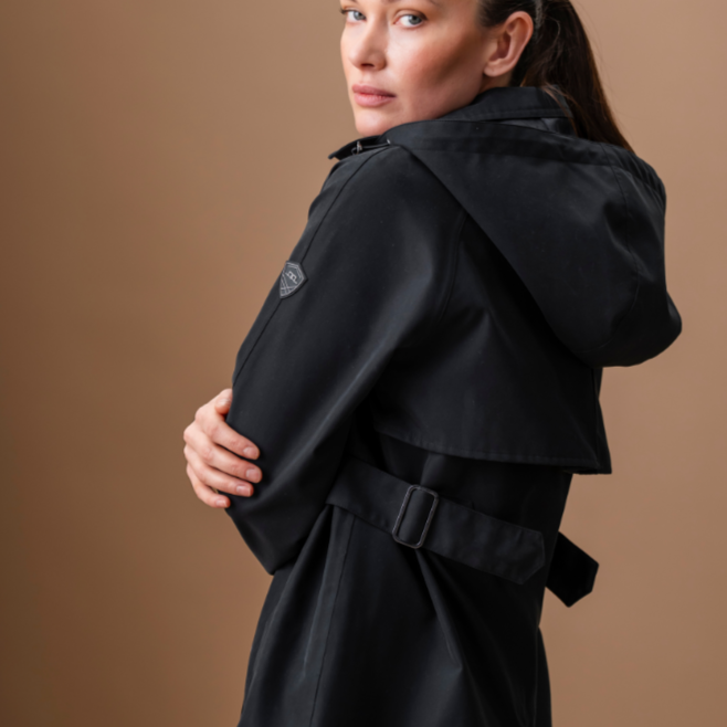 Alessandro Albanese Isabella Riding Trench Coat #colour_core-black
