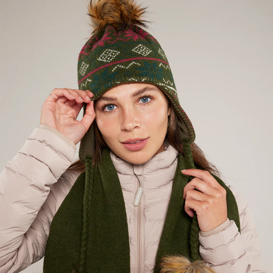 Toggi Winterton Knitted Trapper Hat #colour_moss