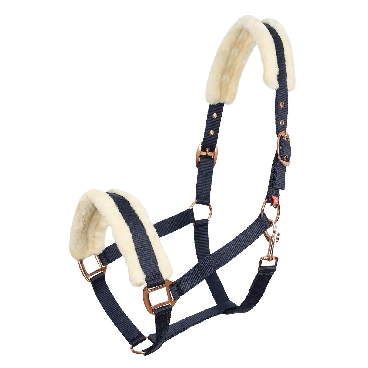 Imperial Riding Classic Fur Headcollar #Colour_navy-rose-gold