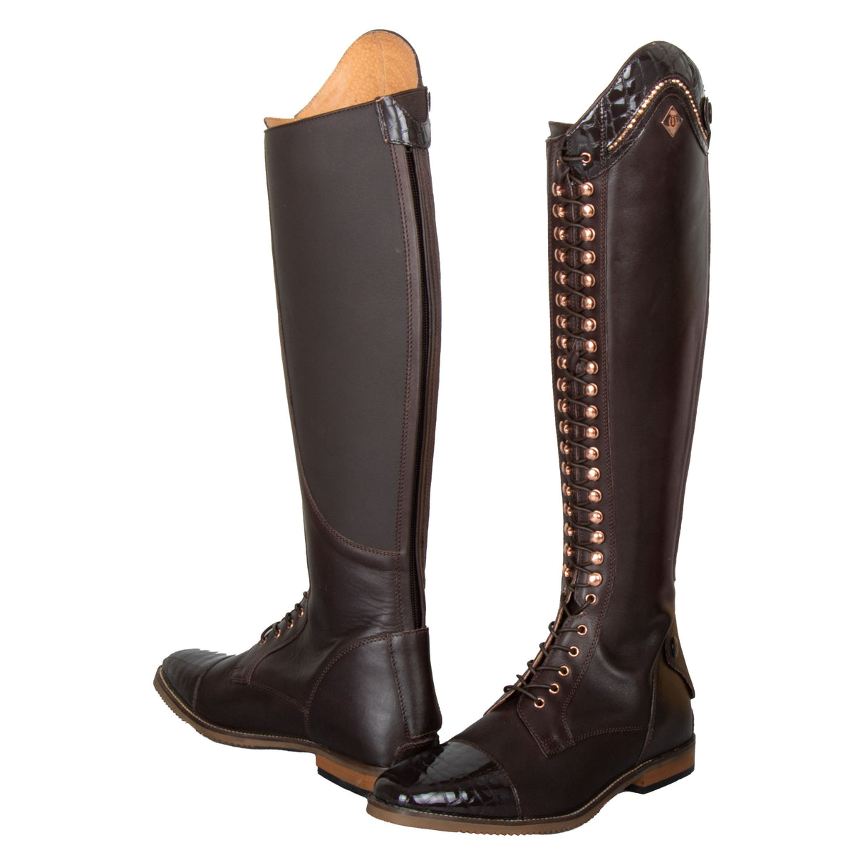 Imperial Riding Olania Long/Narrow Dressage Riding Boots #colour_brown-brown-croco