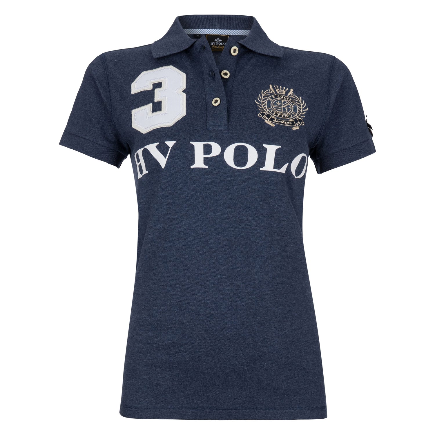 HV Polo Favouritas EQ Short Sleeve Polo Shirt - Denim Melange #colour_denim-melange