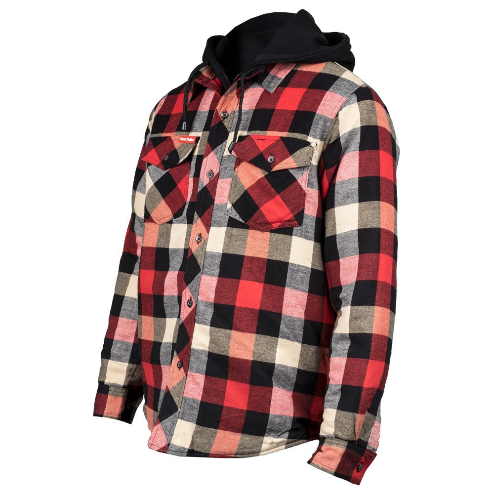 Hard Yakka Quilted Flannel Shacket #colour_red