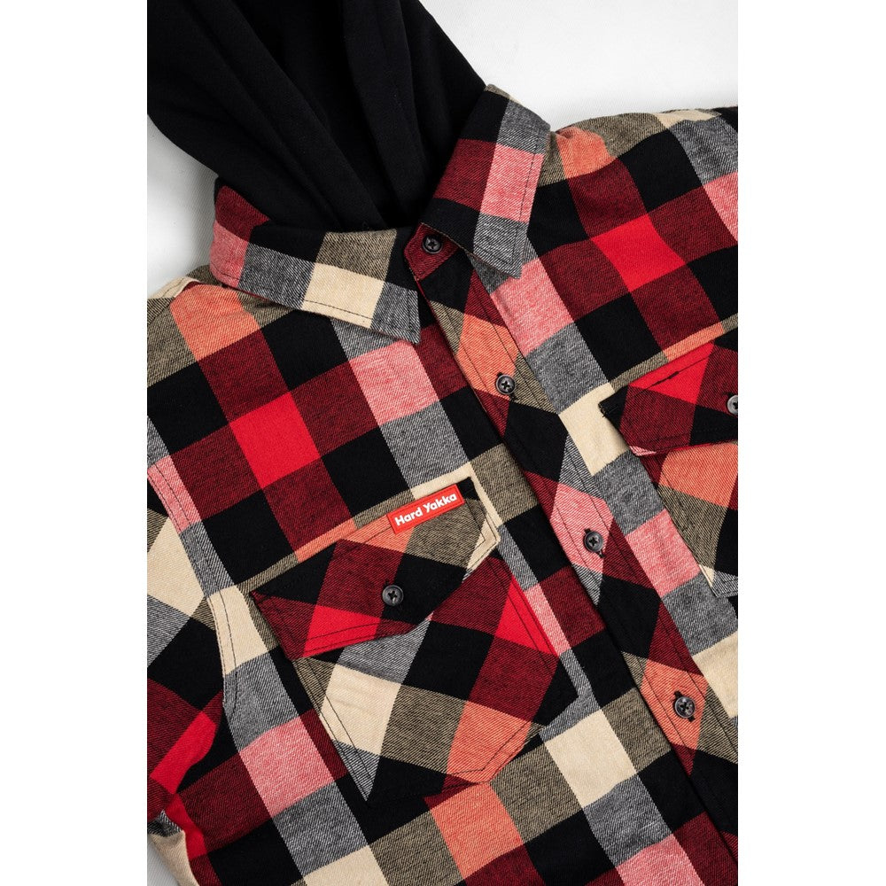 Hard Yakka Quilted Flannel Shacket #colour_red