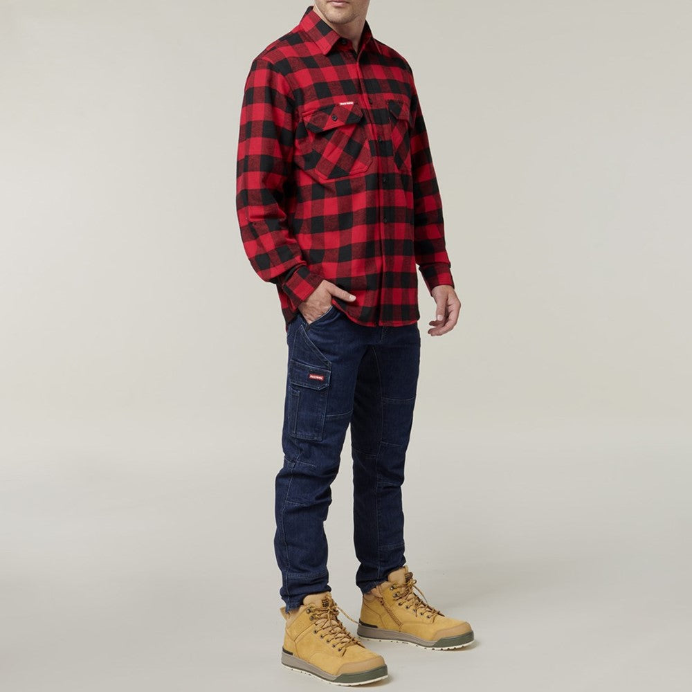 Hard Yakka Long Sleeve Check Flannel Shirt #colour_red
