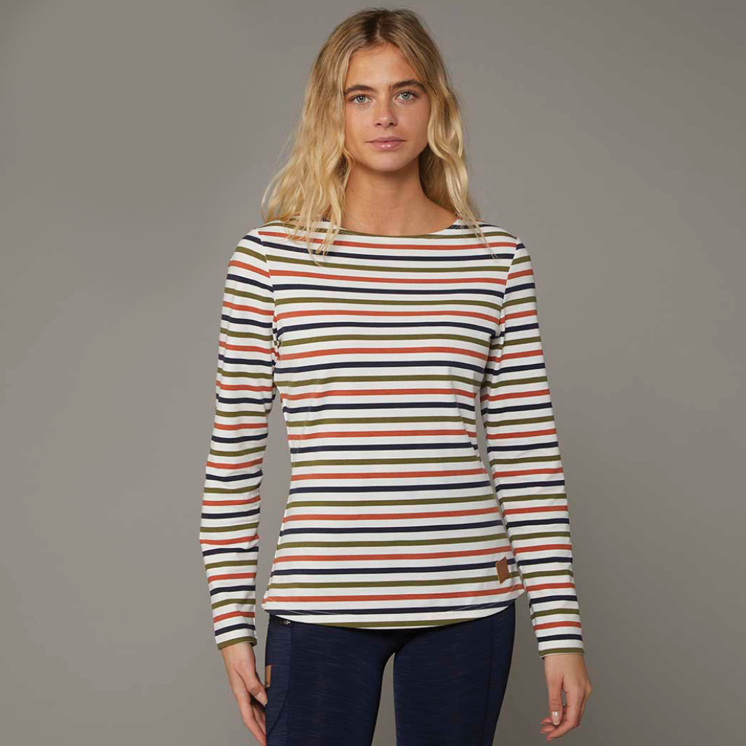 Toggi Striped Long Sleeve Ladies Top #colour_white-stripe
