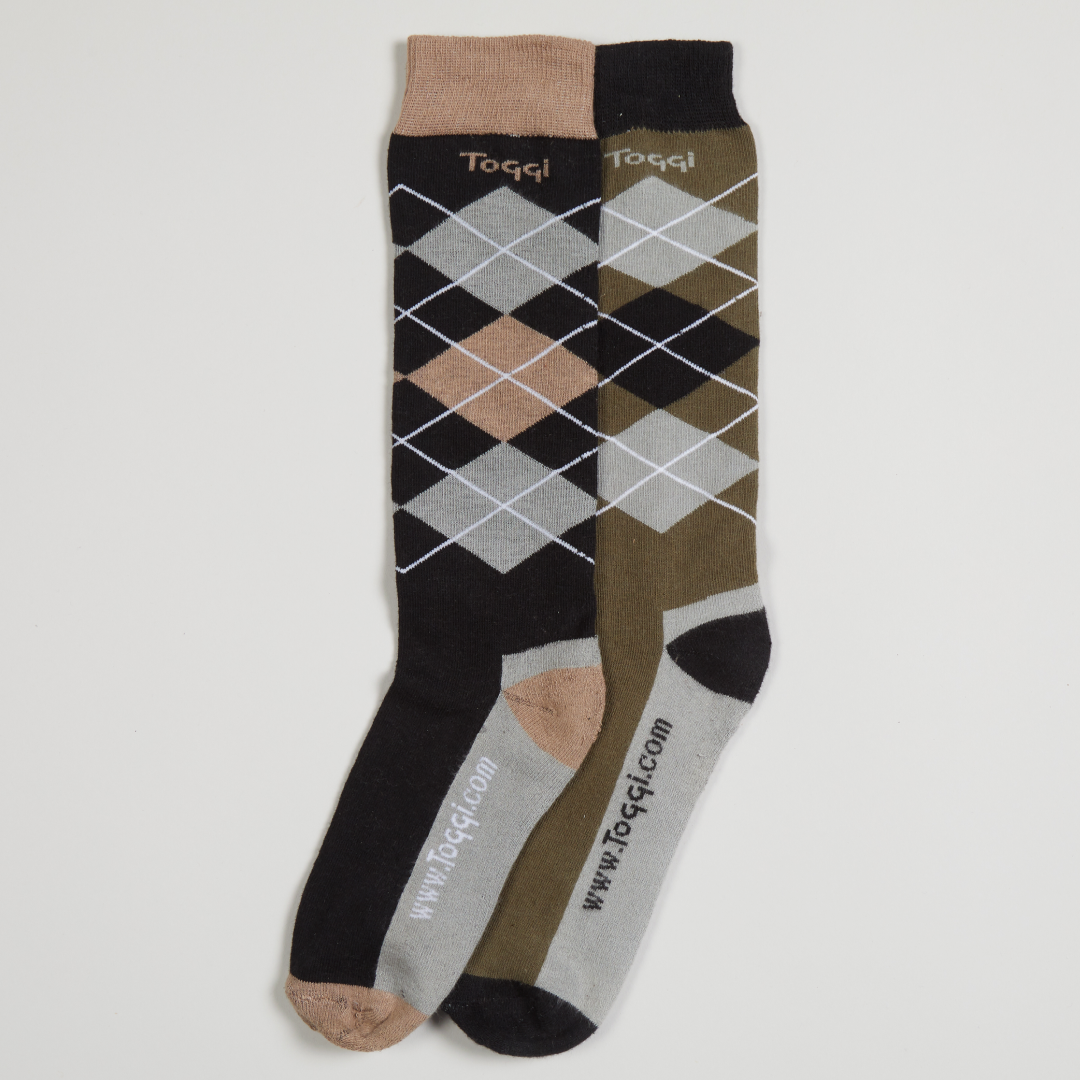 Toggi Criss Cross Socks #colour_black-grey-khaki