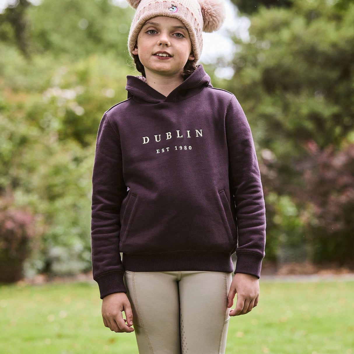 Dublin Kids Lilah Lurex Logo Hoodie #colour_plum-perfect-rose-gold