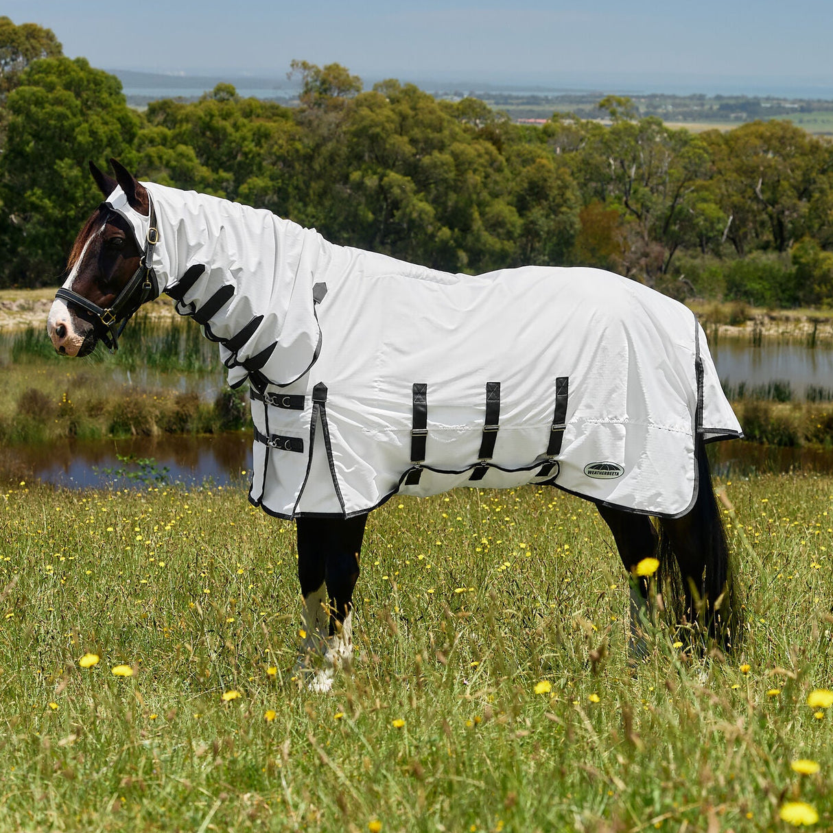 Weatherbeeta Sweet Itch Shield Combo Neck #colour_white-charcoal