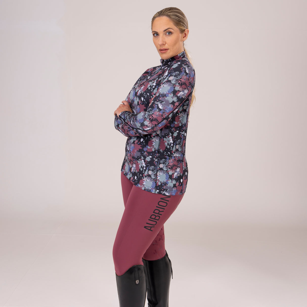 Shires Aubrion Ladies React Rythm Riding Tights #colour_mauve