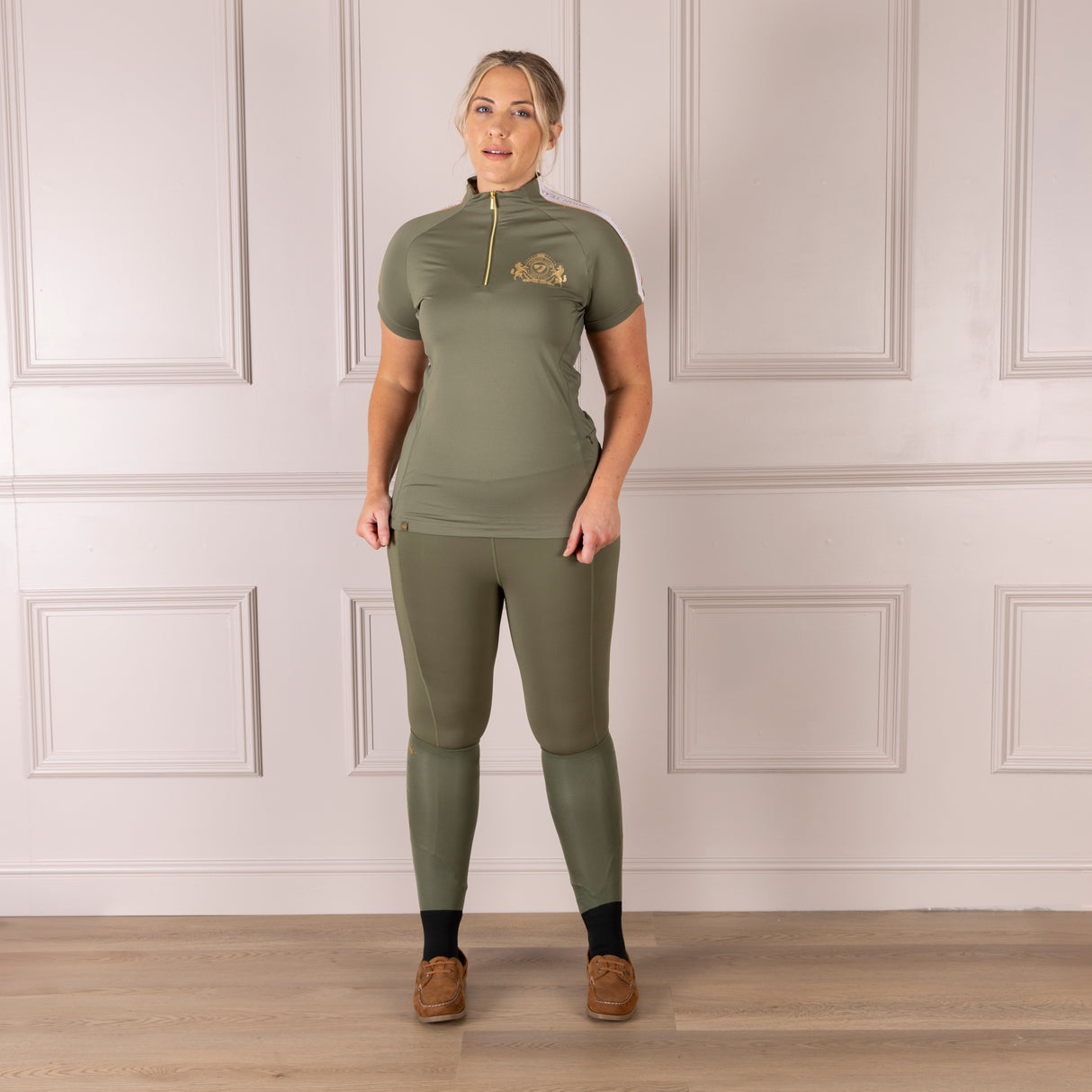 Shires Aubrion Ladies Team Short Sleeve Base Layer #colour_moss