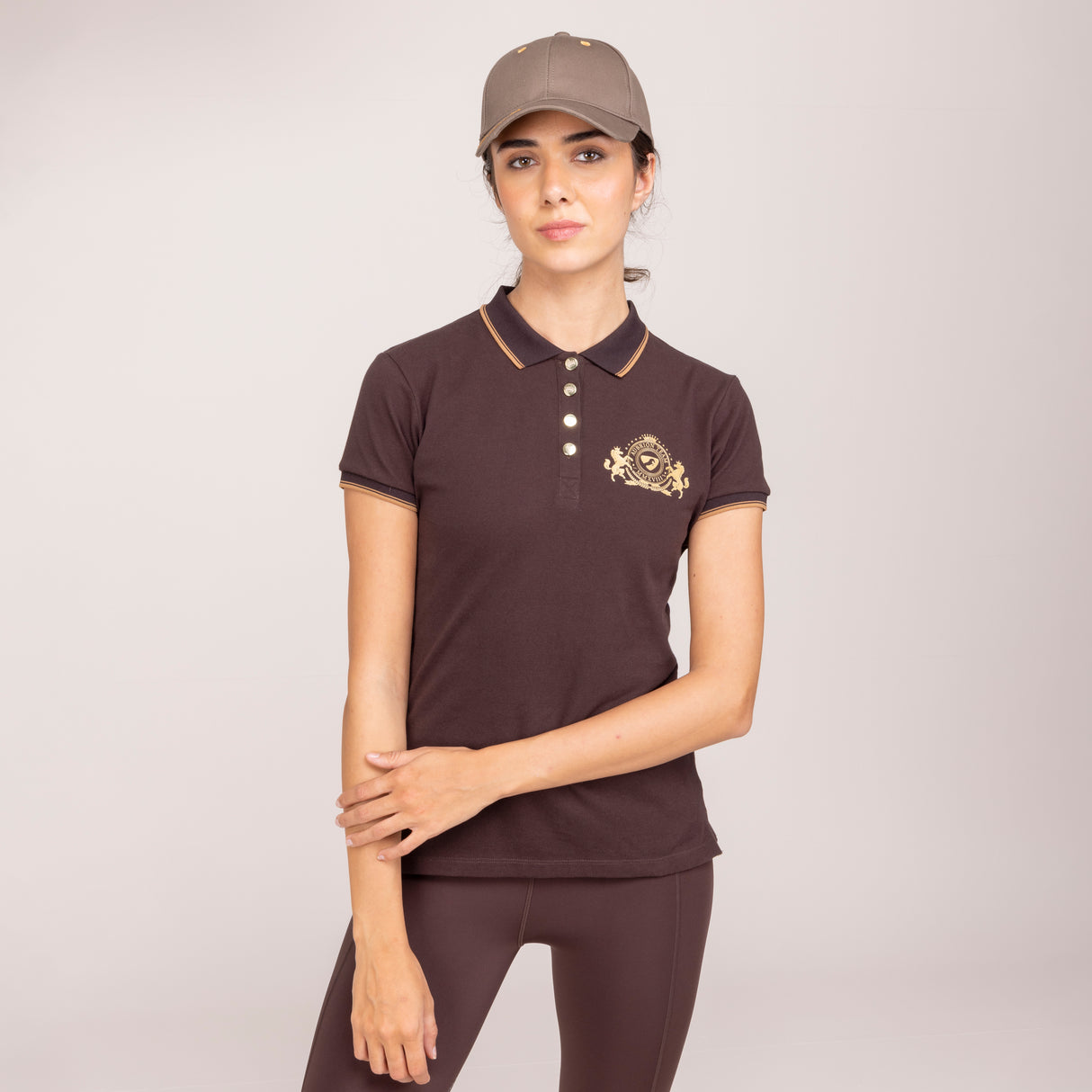 Shires Aubrion Ladies Team Short Sleeve Polo #colour_umber