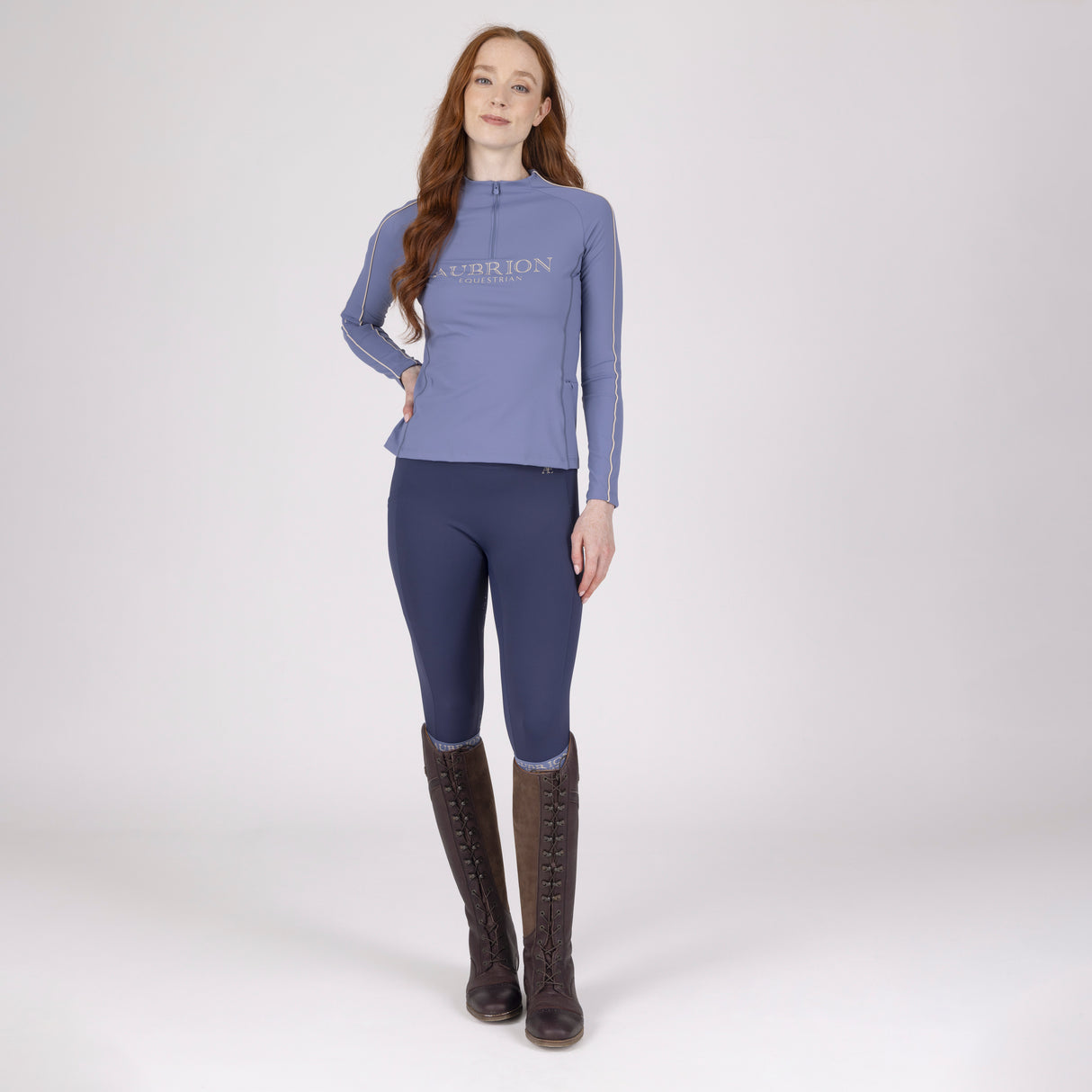 Shires Aubrion Equestrian Long Sleeve Base Layer #colour_storm