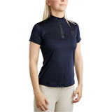 Montar MoBriella Short Sleeved Training Shirt with Gun Metal Crystals #colour_navy