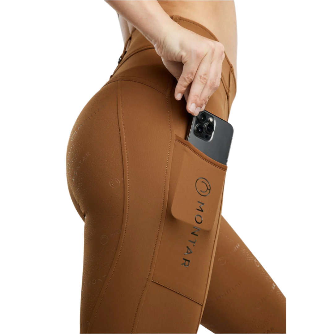 Montar MoMichelle with Gun Metal Logo Print Full Grip Breeches #colour_toffee